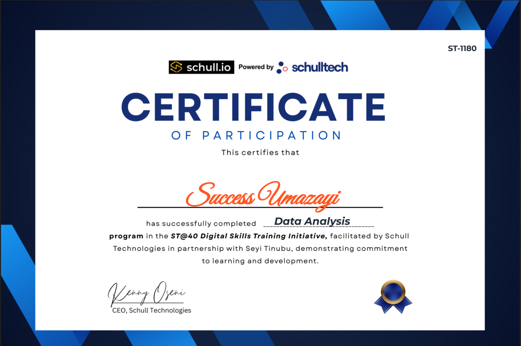 Certificate of Participation - Data Analysis